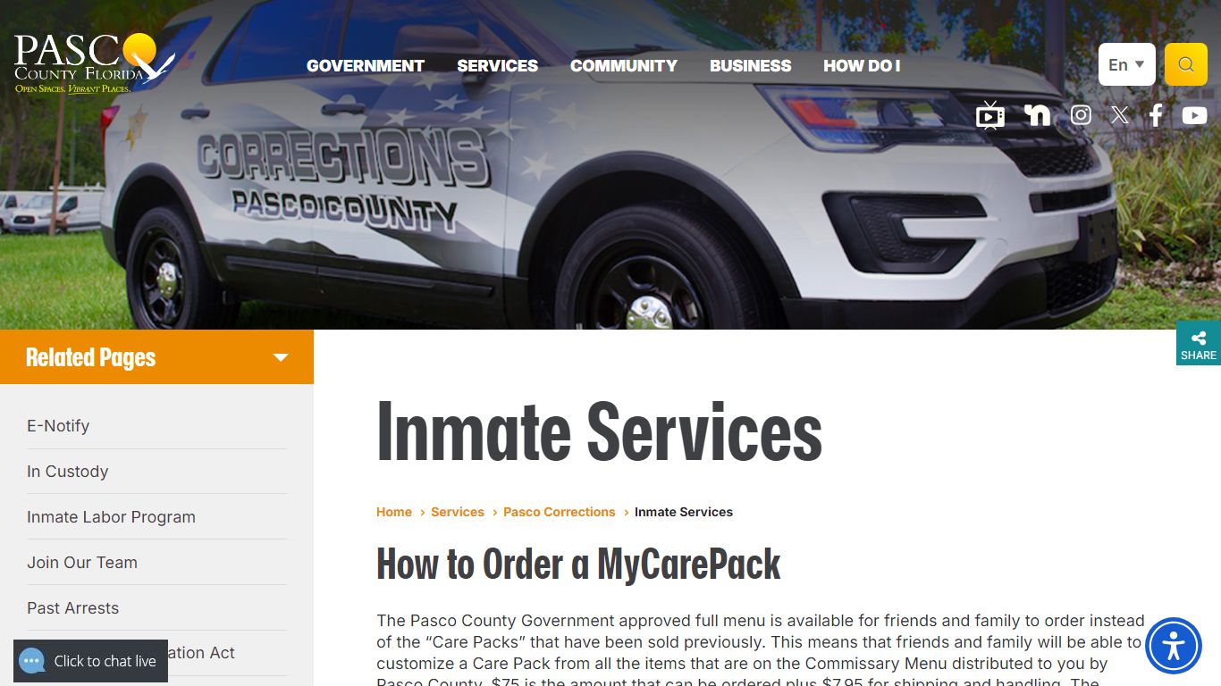 Inmate Services - Pasco County, Florida