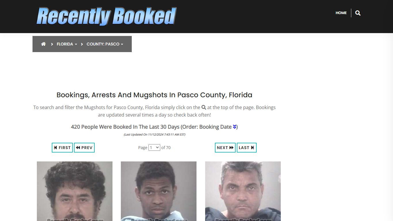 Bookings, Arrests and Mugshots in Pasco County, Florida - Recently Booked