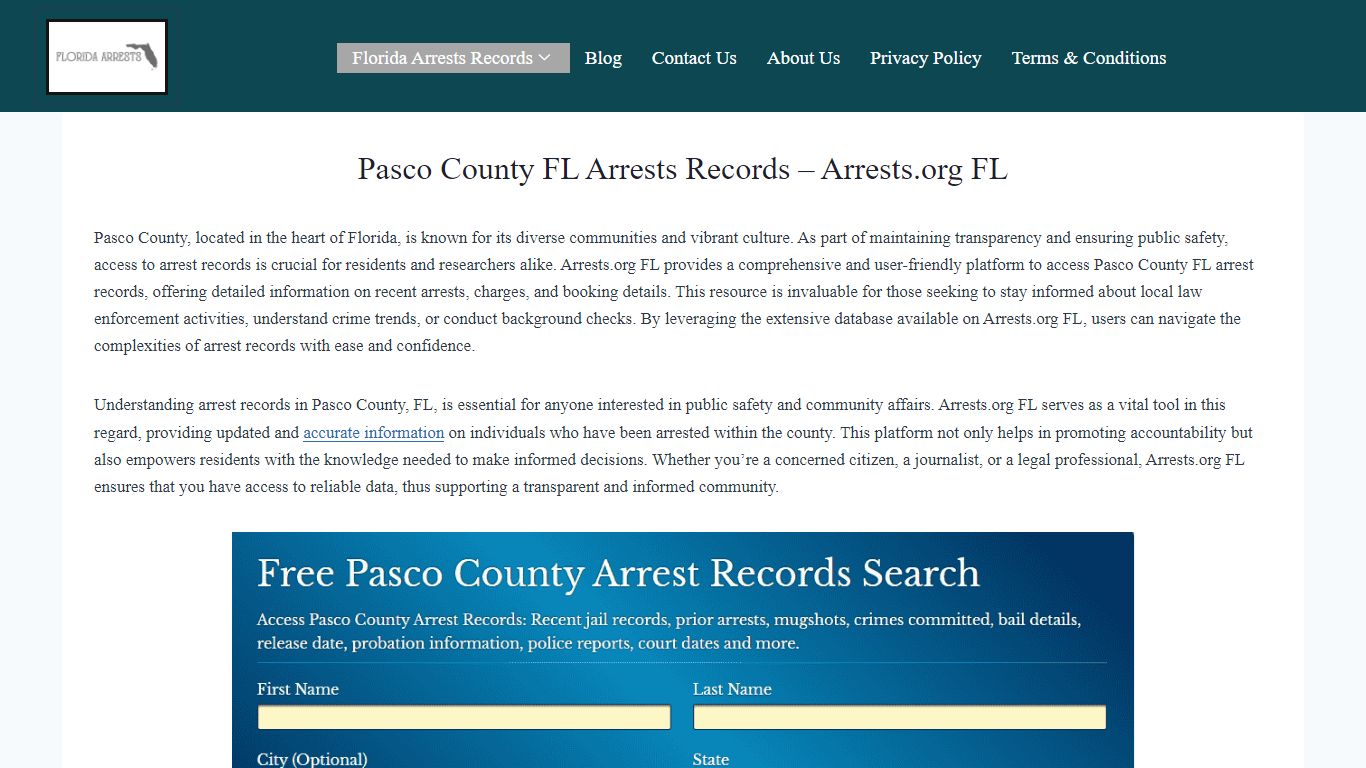 Pasco County FL Arrests Records – Arrests.org FL